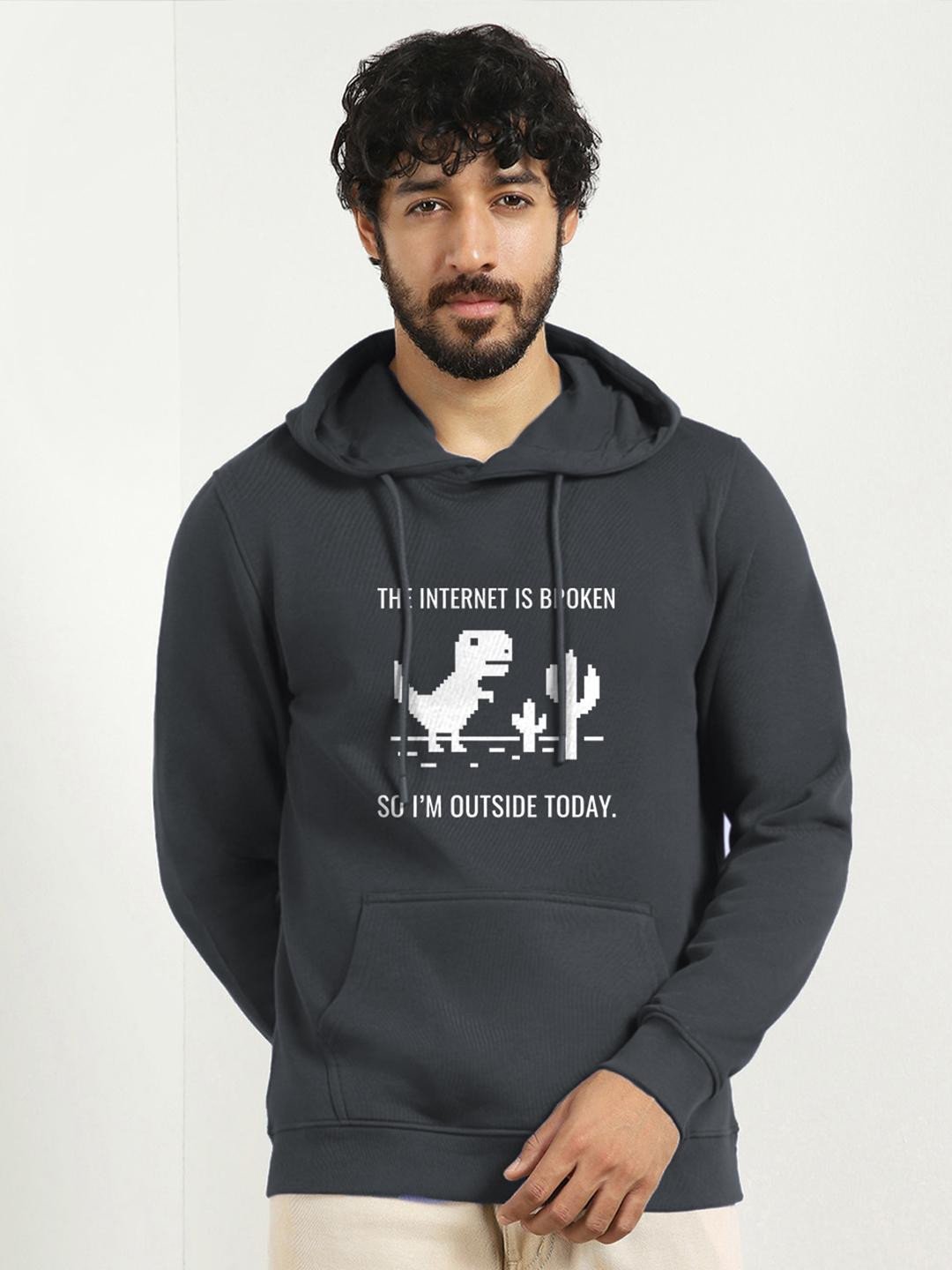 Men Graphic Regular Fit Hooded Sweatshirt